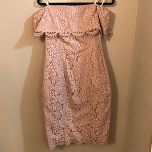 Blush Pink Lace Off the Shoulder Dress